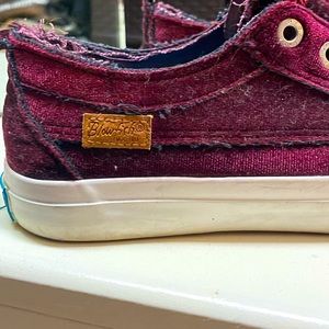 Blowfish slide on shoes, size 8. Port wine velvet
